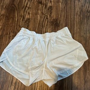 White Lululemon Tracker 4 inch inseam shorts